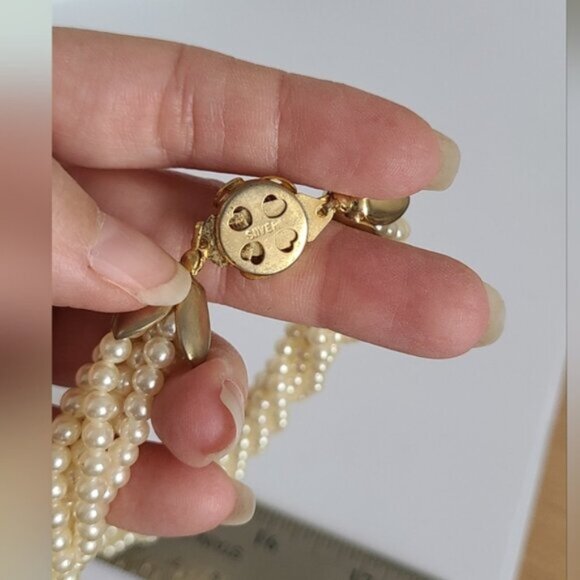 Vintage Classic Elegant Twisted Off White Pearl Strand 16" Gold Tone Necklace - Picture 7 of 7